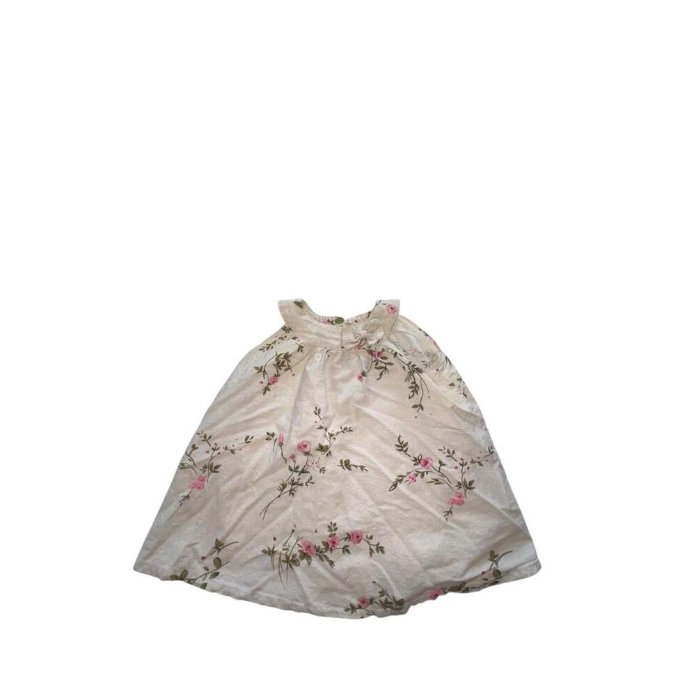 Floral Linen Pink Roses Coquette Cottagecore Girls‎ sundress 3T